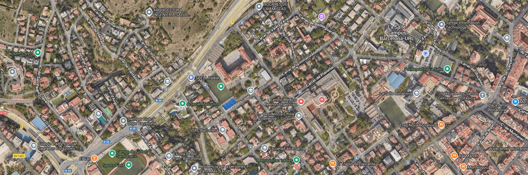 Mapa hospital centro médico Teknon Barcelona